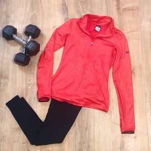 Nike® Pro Women’s Warm Long Sleeve Red 1/2 Zip Top